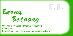 barna belovay business card